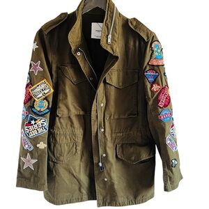 Mango Utility Patch Long Sleeve Full Zip Up Jacket